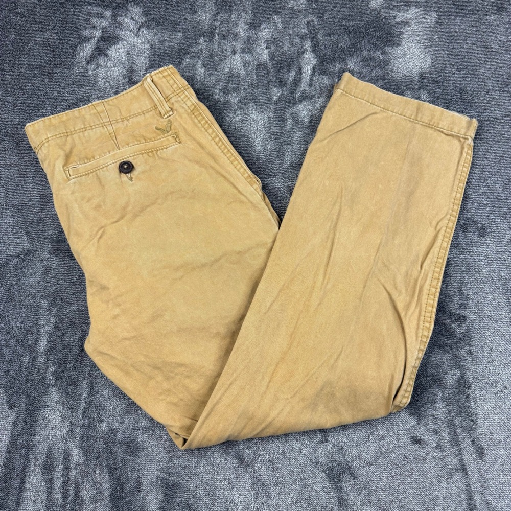 American Eagle Pants Mens 34x32 Tan Relaxed Straight Chino Cotton Twill